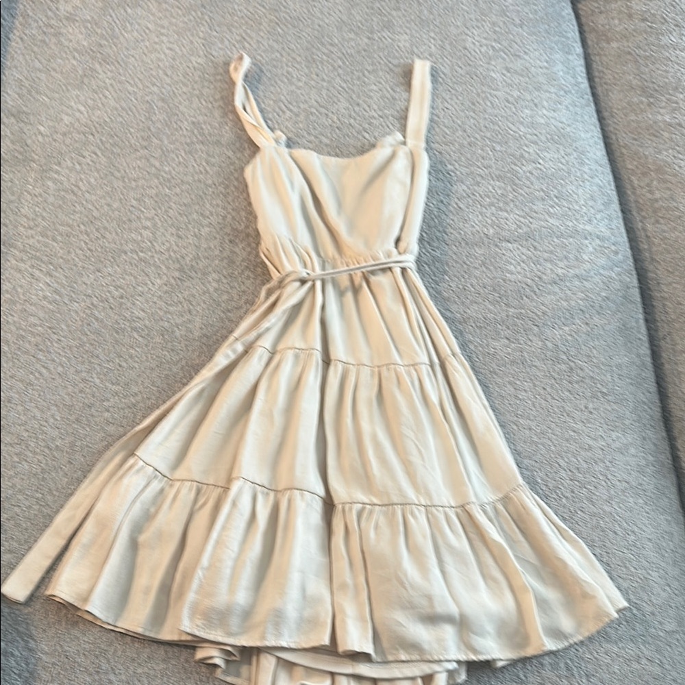 Trixxi Cream Pleated Sundress Sleeveless Mini